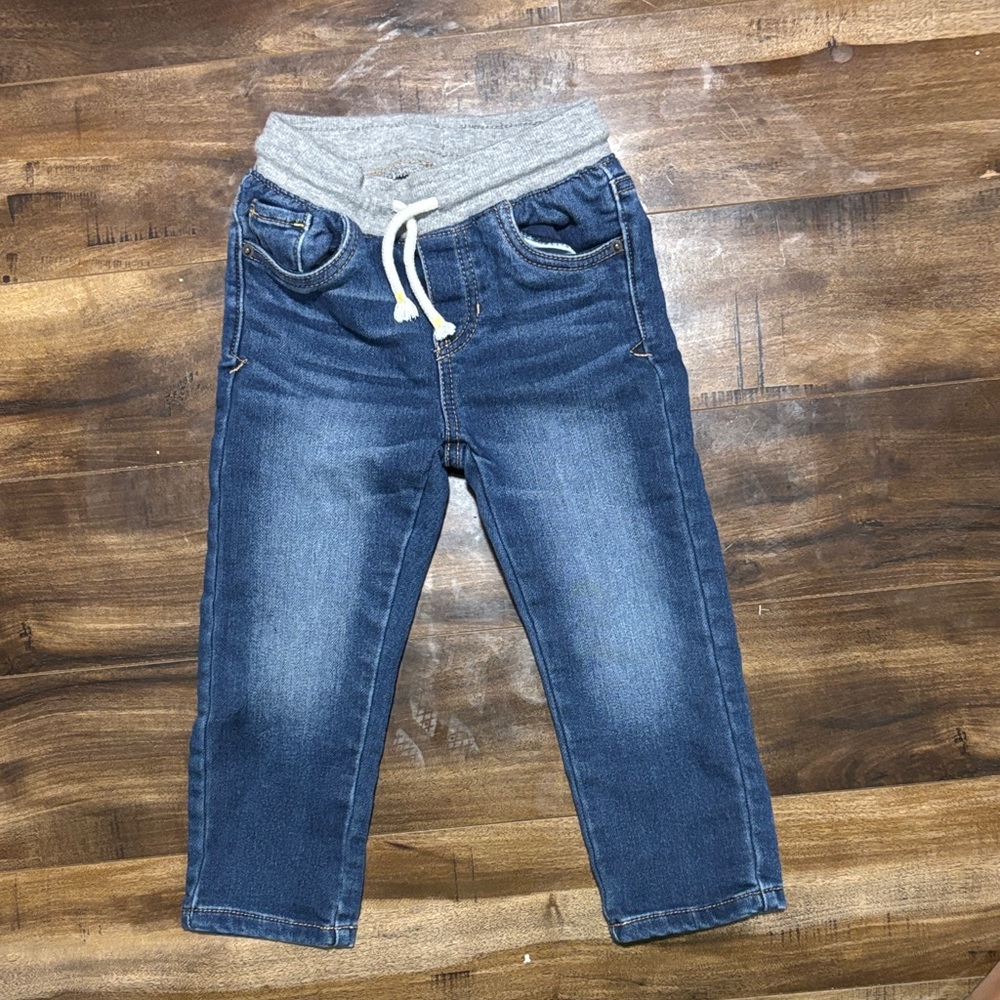 Cat & Jack Blue Jeans with Gray Drawstring Waist